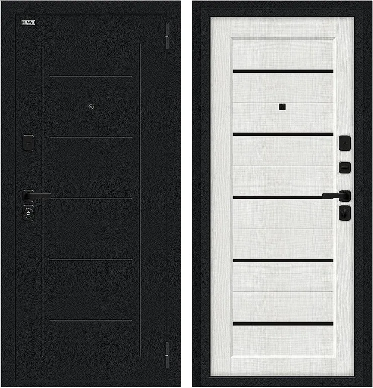 Фото Дверь Браво Борн/SBlack Букле черное/Bianco Melinga DIS007403